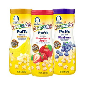 Gerber Graduates Puffs Cereal Snack, Variety Pack, Naturally Flavored with Other Natural Flavors