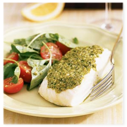 Halibut with Watercress Pesto