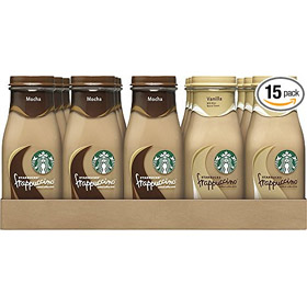 Starbucks Frappuccino, Mocha and Vanilla Flavors, 9.5 Ounce Glass Bottles (Pack of 15)