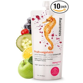 SuperDetoxMe: Fruit and Vegetable Juice Beverage with Botanical Extracts, Awareness Flavor (Pack of 10) 