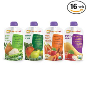 Happy Tot Organic Toddler Food, Tot 4 Flavor Variety Pack, 4.22 Ounce (Pack of 16)