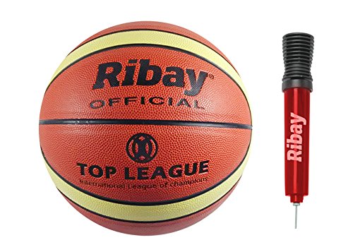 Ribay Size 5 Soccer Ball – White/Blue/Orange – Includes Free Ball Pump – Training Ball