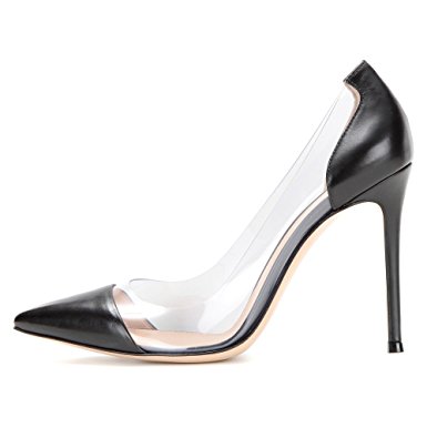 ViViKiKi Women's 100mm Pointed Cap Toe High Heel Pumps Slip On PVC Side Party Dress Shoes