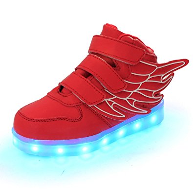 DoGeek Led Light Up Shoes Boys Girls Trainers Flashing Unisxe 7 Colors Black and White Light Up Trainers Gift Runs One Size Small 