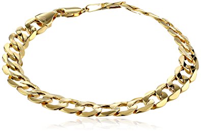 Men's 10k Yellow Gold 8.8mm Curb Link Bracelet - WF Shopping