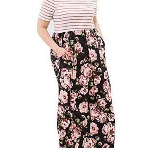 Rotita Women Striped Floral Plus Size Maxi Dress