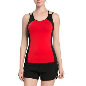 Tulucky Womens Patchwork Color Shirts Workout Yoga Strap Racerback Tank Top