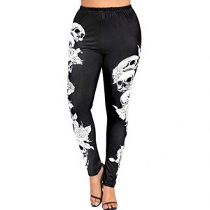 Mikey Store Clearance Womens High Waist Yoga Sport Pants Plus Size Skulls Leggings