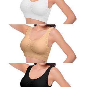 Coobey 3 Pack Women's Sports Bras Seamless Spandex Breathable Removable Pads Yoga Bra,3 Colors