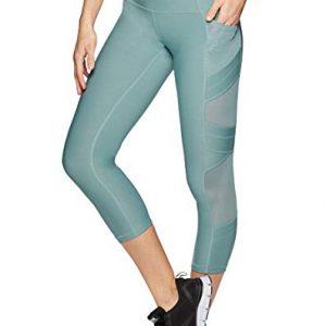 RBX Active Women's Gym Yoga Capri Length Workout Leggings with Mesh