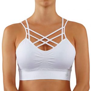Bise Women's Yoga Bra with Criss Cross Adjustable Straps Medium Support Workout Top Sports and Fashion 2 in 1.