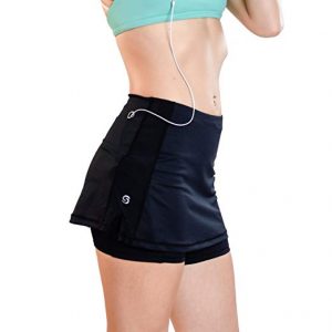 Sport-it Black Tennis Skort, Running Sport Skirt Shorts with Pockets, Skirted Shorts