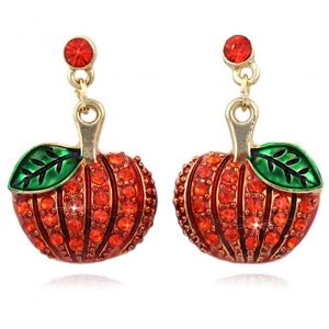 Pumpkin Dangle Charm Post Stud Earrings