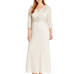 V-Neck Lace Evening Gown