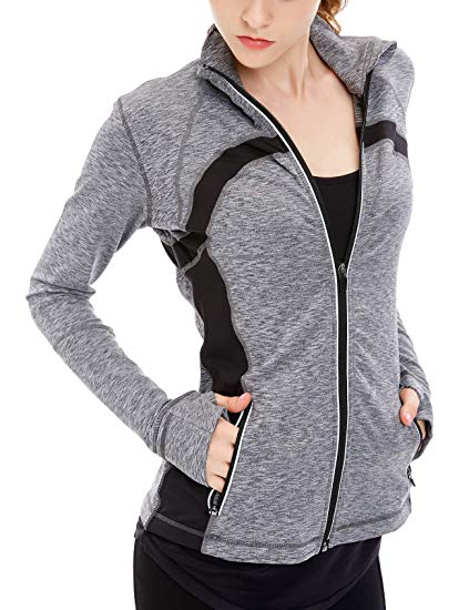 Full Zip Workout Track Jacket with Thumb Holes - WF Shopping