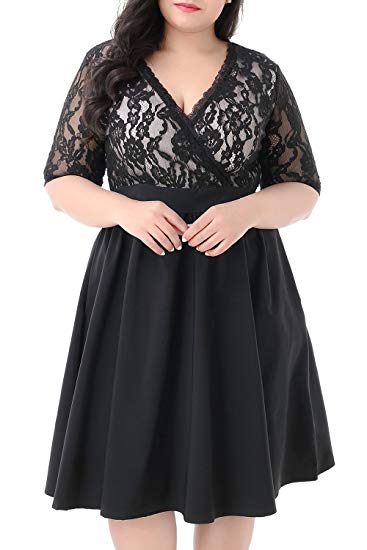 Plus Size Cocktail Party Swing Dress - WF Shopping