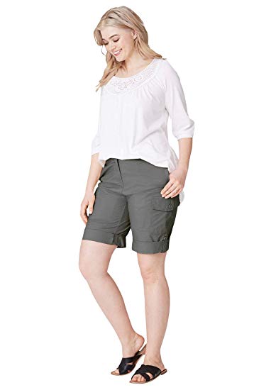 ellos Women's Plus Size Convertible Cargo Shorts - WF Shopping