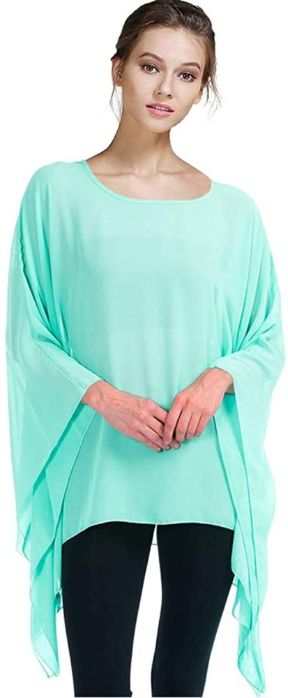 Double Duck Women's Patchwork Kaftan Poncho Tunic - Beach Wear, Plus Size, 100% Rayon (Blue/Orange/Purple)