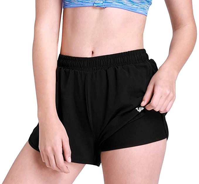 Double Layer Elastic Waistband Sport Shorts WF Shopping