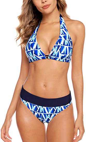 blue triangle bathing suit