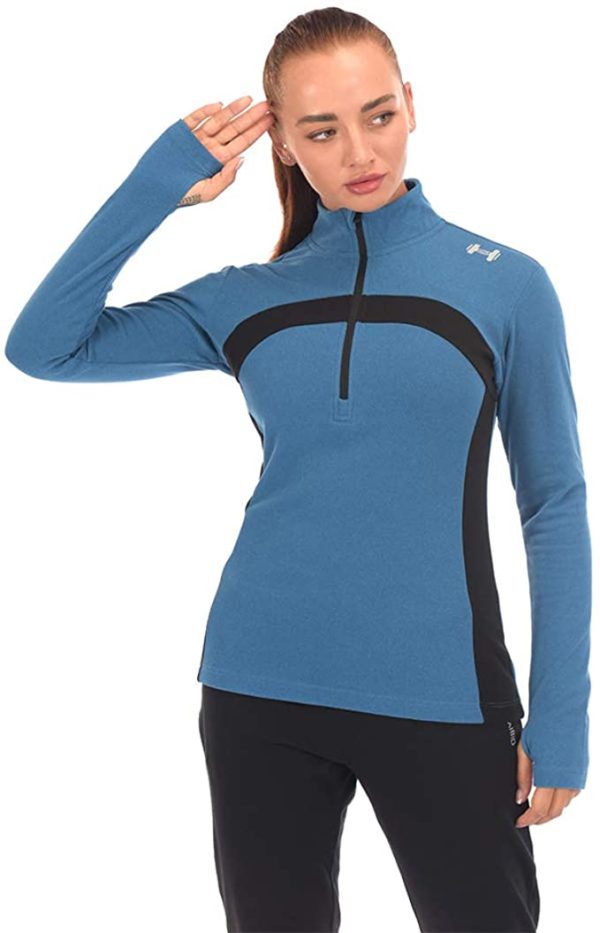 Long Sleeved Running Shirt Track Jacket with Thumb Holes WF Shopping