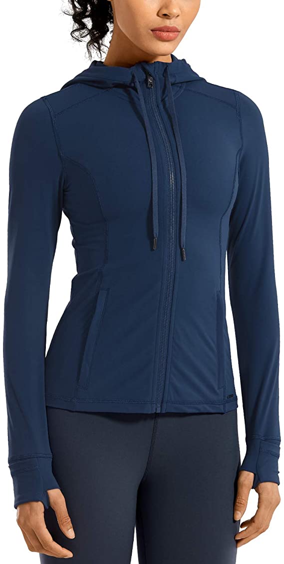 Sportswear Hooded Workout Track Running Jacket with Zip Pockets WF