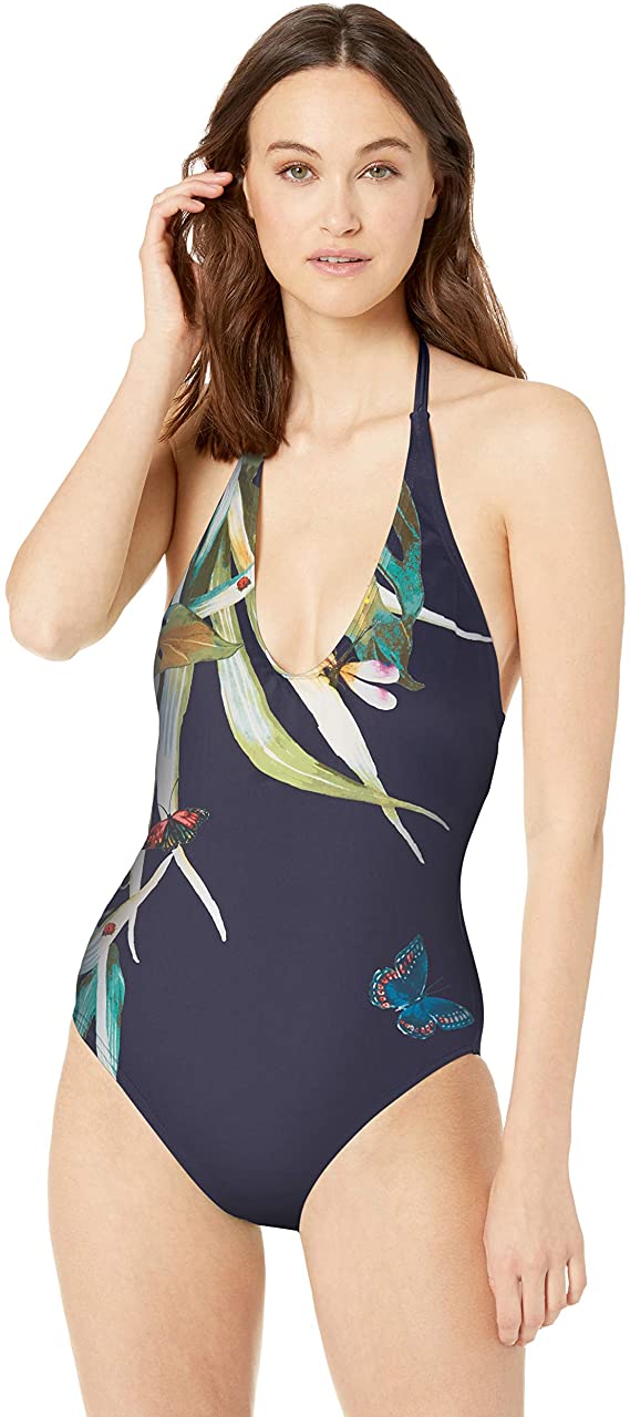 Women's Halter One Piece Swimsuit with Removable Soft Cups WF Shopping