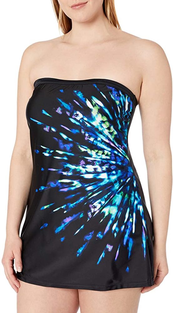 Women's Plus Size Bandeau Sarong One Piece Swimsuit WF Shopping