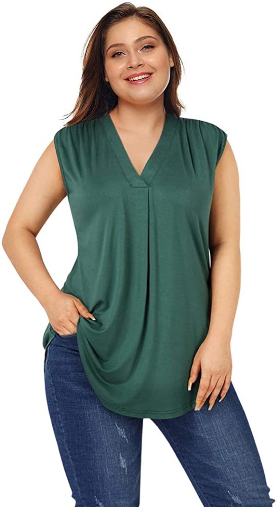 Plus Size Womens Henley Shirt Loose Fit Tunic WF Shopping