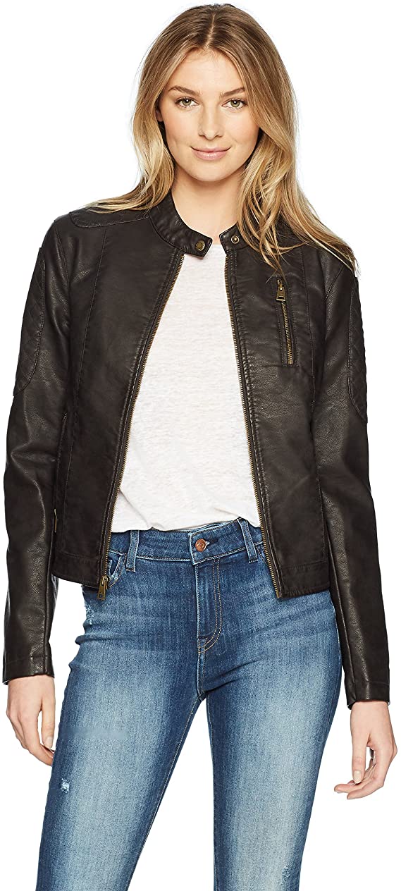 womens Faux Leather Motocross Racer Jacket - WF Shopping
