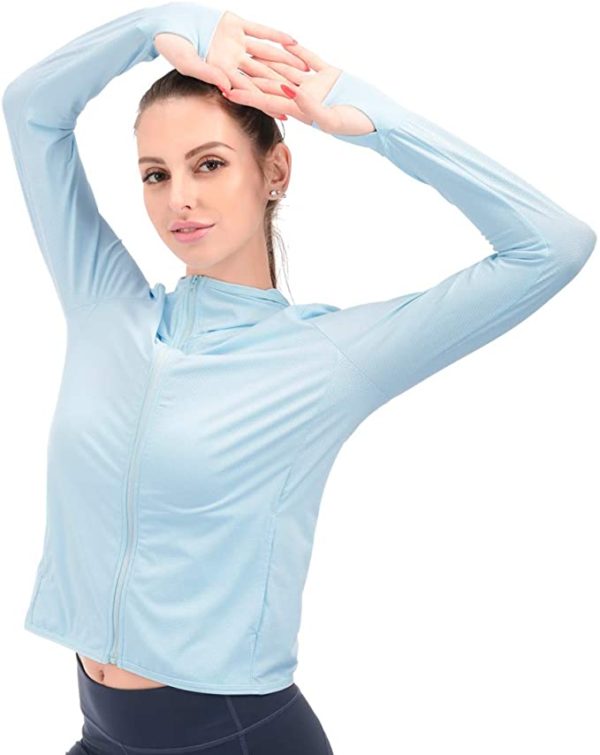 Sun Protection Hoodie Zip Up Long Sleeve Hiking Hooded Jacket WF Shopping