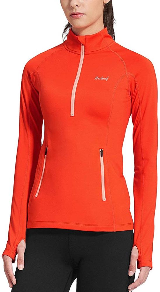 Women's Thermal Fleece Half Zip Thumbholes Long Sleeve WF Shopping