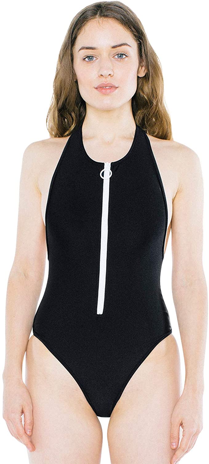 Women's Nylon Tricot Zip Up Sleeveless One Piece WF Shopping
