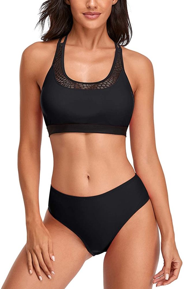 Women's Crop Top Bikini Set Two Piece Sport Swimsuit Bathing Suits WF
