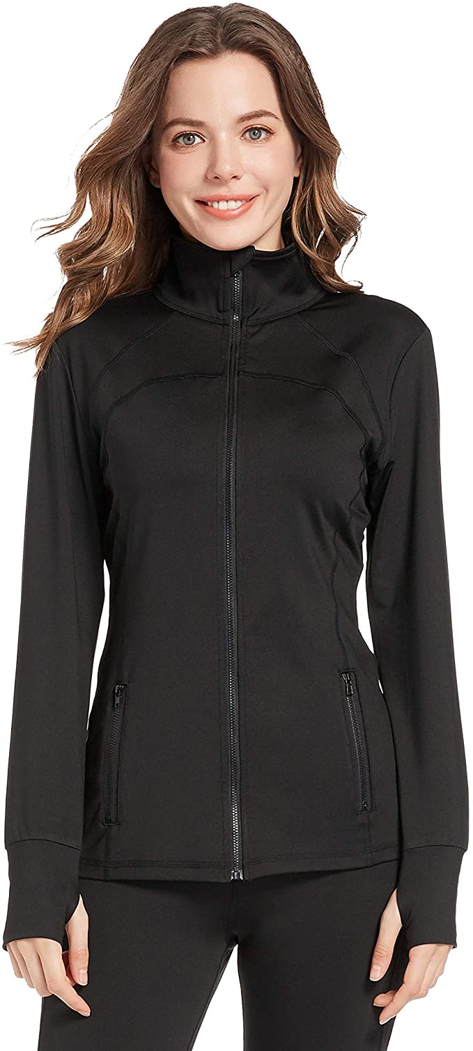 Women's Full Zip Cardio Jacket Running & with Thumb Holes - WF Shopping
