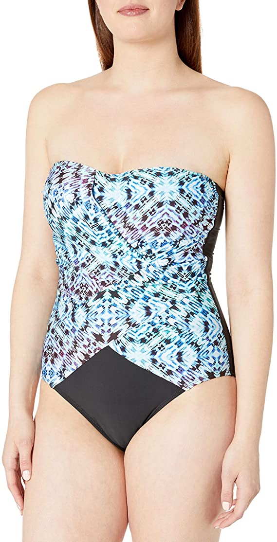 Women's Strapless Bandeau One Piece Swimsuit with Molded Cups WF Shopping