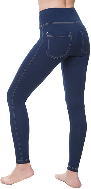 Women High Waist Tummy Control Jean Leggings with Pockets Plus Size - WF  Shopping