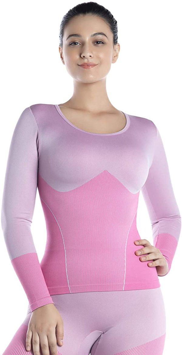 Women’s Long Sleeve Yoga Shirts Ombre Scoop Neckline Athletic WF Shopping