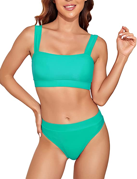 Buy High Waisted Swimsuits for Women Sports Crop Top Bikini Set