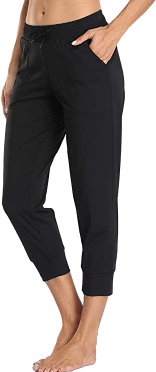 Womens Capri Joggers High Waist Pockets Running Sweatpants - WF Shopping