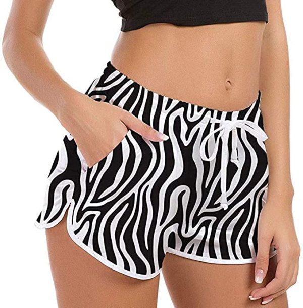 Womens Sport Shorts Loose Cute Pattern Print Mini Pants WF Shopping
