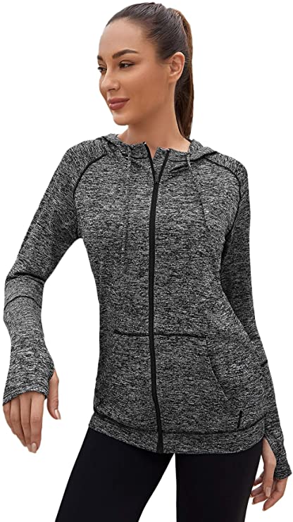 Women's Colorblock Zip Up Hooded Sports Track Jacket - WF Shopping