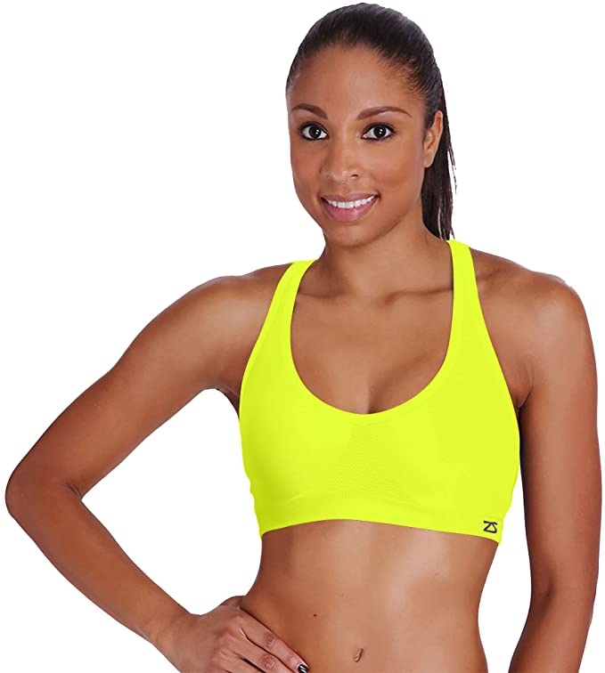 Zensah Racey Running Sports Bra (Neon Yellow, Small) - WF Shopping