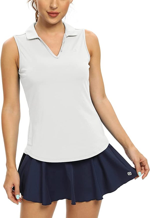 Women's Sleeveless Golf Polo Shirts VNeck Sports Athletic Tennis WF