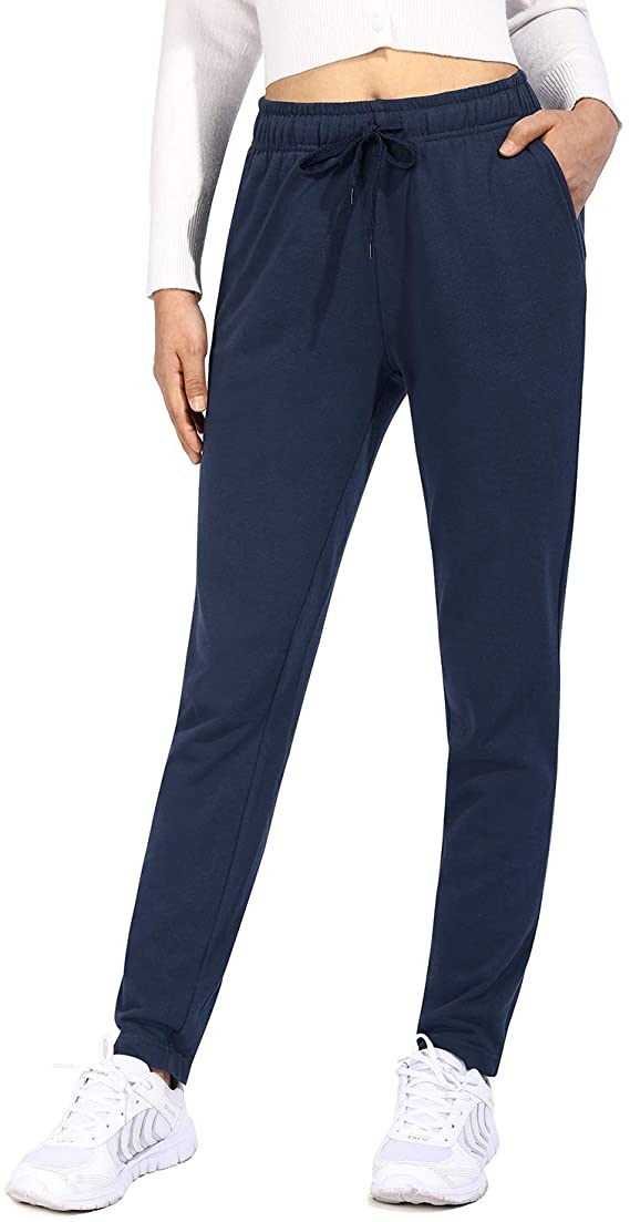 Women Cotton Sweatpants Open Bottom Lounge Pants Straight LegWomen