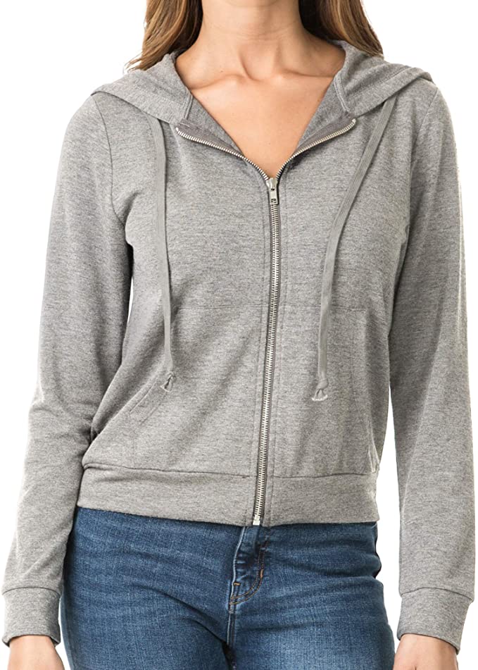 Women's Soft Solid Full Zip-up Sweatshirts Hoodie Jacket - WF Shopping