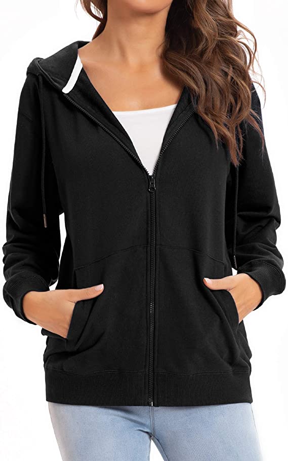 Women's Zip Up Long Sleeve Hoodie Jacket - WF Shopping