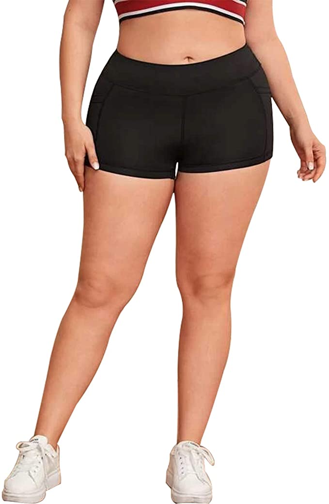 Women's Comfy Plus-Size Athletic Shorts with Side Pockets - WF Shopping