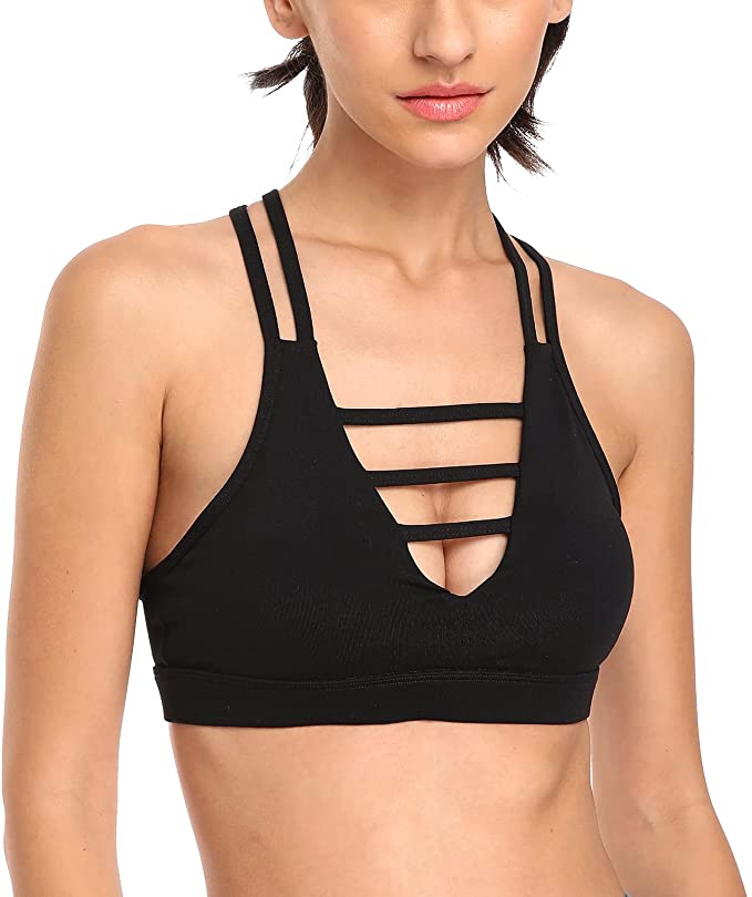 Women Front Strappy Sports Bra Workout Bras with Padding - WF Shopping
