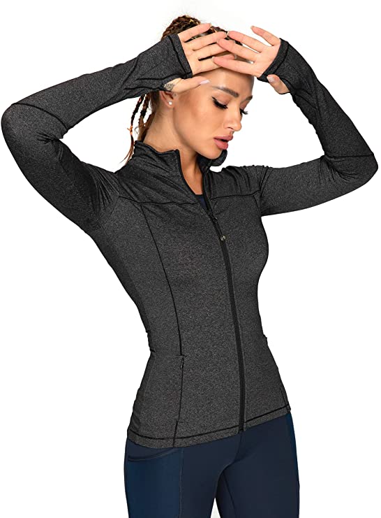 Cottony-Soft Full Zip Slim Fit Athletic Workout Jacket with Pockets ...